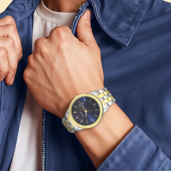 Titan Men's Trendsetter Watch: Chic Blue Dial & Two-Tone Strap NU1824BM03 - Shop Authentic TITMENWAT(s) from Maybrands - for as low as ₦150500! 