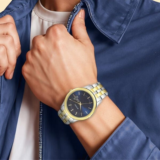 Titan Men's Trendsetter Watch: Chic Blue Dial & Two-Tone Strap NU1824BM03 - Shop Authentic TITMENWAT(s) from Maybrands - for as low as ₦150500! 