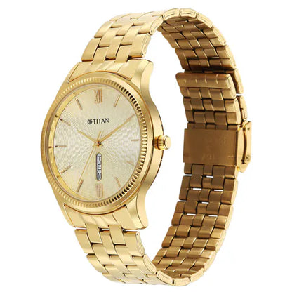 Titan Karishma Golden Dial Stainless Steel Strap Analog Watch For Men1824YM04