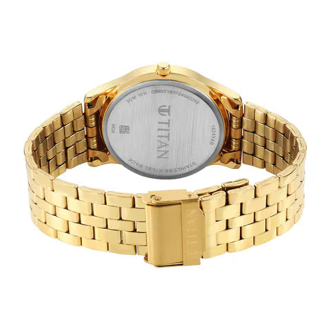 Titan Karishma Golden Dial Stainless Steel Strap Analog Watch For Men1824YM04