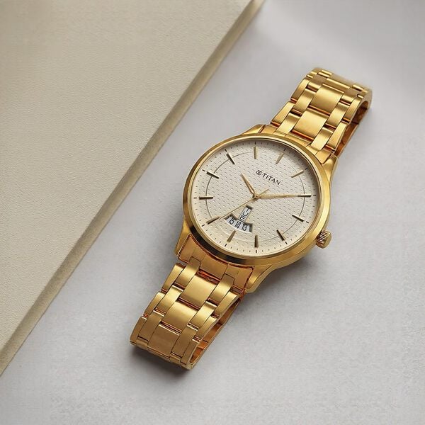 Titan Karishma Quartz Analog Champagne Dial Stainless Steel Strap Watch for Men 1825SM12 - Shop Authentic TITMENWAT(s) from Maybrands - for as low as ₦116000! 