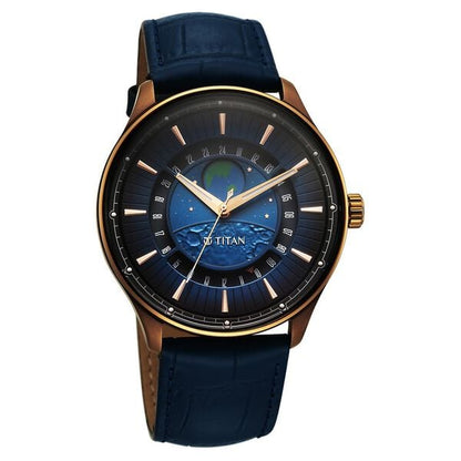 Titan Stellar Analog with Earth Disc and Blue Dial Blue Leather Strap Watch for Men 1890QL01 - Shop Authentic TITMENWAT(s) from Maybrands - for as low as ₦283500! 