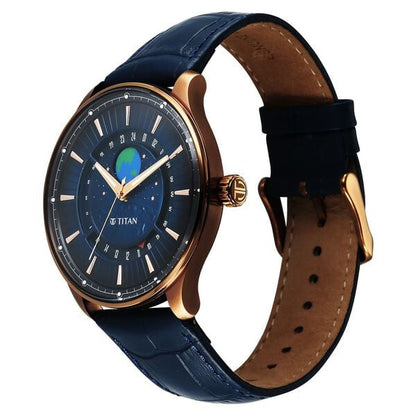 Titan Stellar Analog with Earth Disc and Blue Dial Blue Leather Strap Watch for Men 1890QL01 - Shop Authentic TITMENWAT(s) from Maybrands - for as low as ₦283500! 