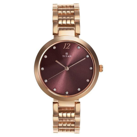Titan Purple Sparkle Quartz Analog Purple Dial Rose Gold Stainless Steel Strap Watch For Women NT2480WM02 - Shop Authentic TITWOMWAT(s) from Maybrands - for as low as ₦140000! 