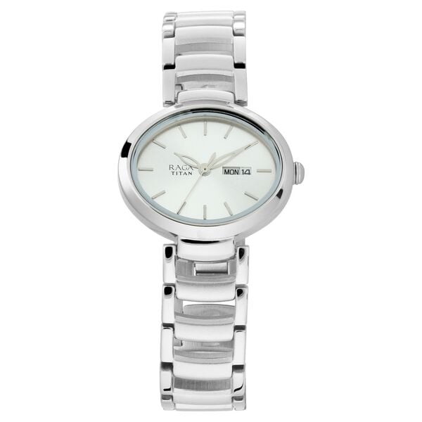 Titan Raga Viva Silver Dial Analog with Day and Date Metal Strap Watch for Women NT2620SM01 - Shop Authentic TITWOMWAT(s) from Maybrands - for as low as ₦153000! 
