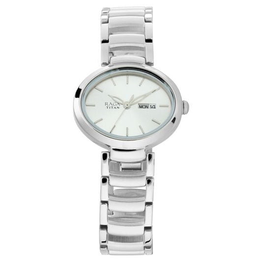 Titan Raga Viva Silver Dial Analog with Day and Date Metal Strap Watch for Women NT2620SM01 - Shop Authentic TITWOMWAT(s) from Maybrands - for as low as ₦153000! 