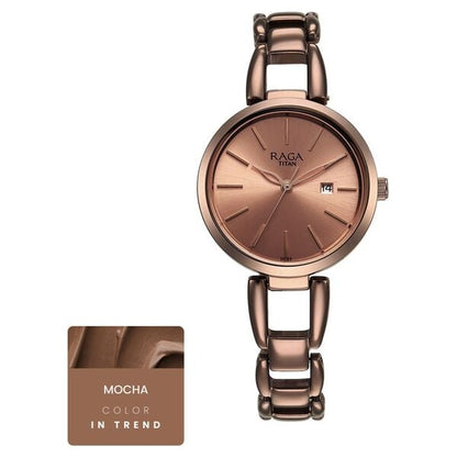 Titan Raga Viva Quartz Analog with Date Rose Gold Dial Brown Metal Strap Watch for Women NT2642QM01 - Shop Authentic TITWOMWAT(s) from Maybrands - for as low as ₦137500! 