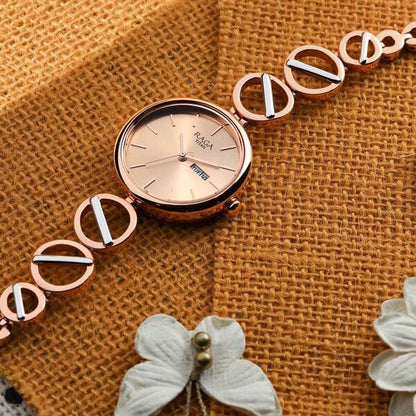 Titan Raga Viva Quartz Analog with Day and Date Rose Gold Dial Two Toned Metal Strap Watch For Women NT2644KM02 - Shop Authentic TITWOMWAT(s) from Maybrands - for as low as ₦195500! 