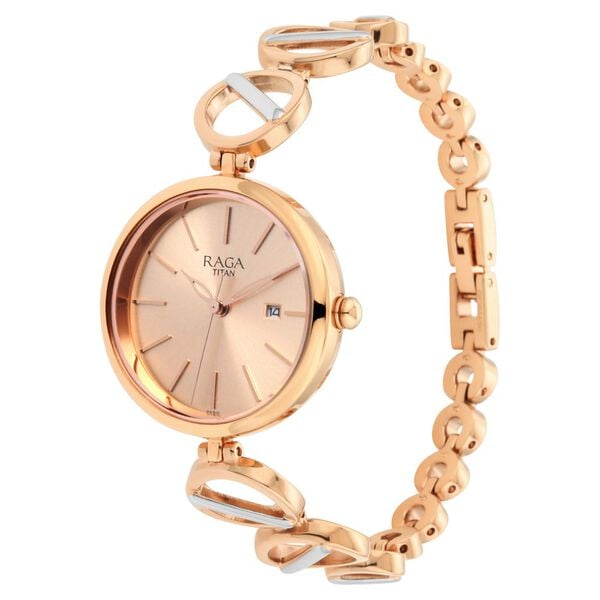 Titan Raga Viva Quartz Analog with Day and Date Rose Gold Dial Two Toned Metal Strap Watch For Women NT2644KM02 - Shop Authentic TITWOMWAT(s) from Maybrands - for as low as ₦195500! 