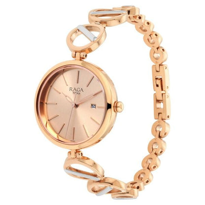 Titan Raga Viva Quartz Analog with Day and Date Rose Gold Dial Two Toned Metal Strap Watch For Women NT2644KM02 - Shop Authentic TITWOMWAT(s) from Maybrands - for as low as ₦195500! 