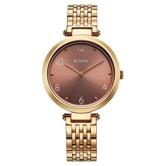 Titan Workwear Quartz Analog Brown Dial Rose Gold Colour Stainless Steel Strap Watch For Women NU2783WM01 - Shop Authentic TITWOMWAT(s) from Maybrands - for as low as ₦148000! 