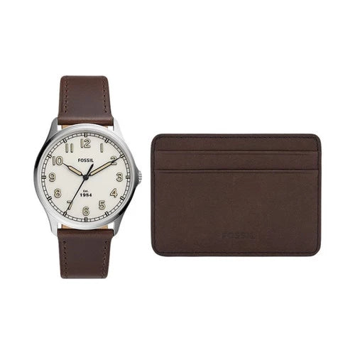 Fossil FS5959SET Dayliner Brown Strap Watch And Card Holder Gift Set - Shop Authentic Watches(s) from Maybrands - for as low as ₦116250! 