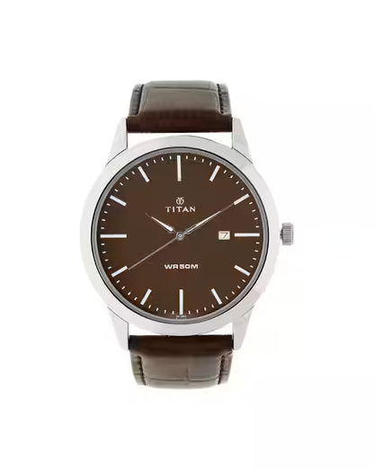 Titan Quartz Analog with Date Brown Dial Leather Strap Watch for Men NT1584SL04 - Shop Authentic TITMENWAT(s) from Maybrands - for as low as ₦83000! 
