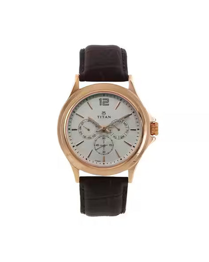 Titan Quartz Multifunction White Dial Leather Strap Watch for Men NT1698WL01 - Shop Authentic TITMENWAT(s) from Maybrands - for as low as ₦140000! 