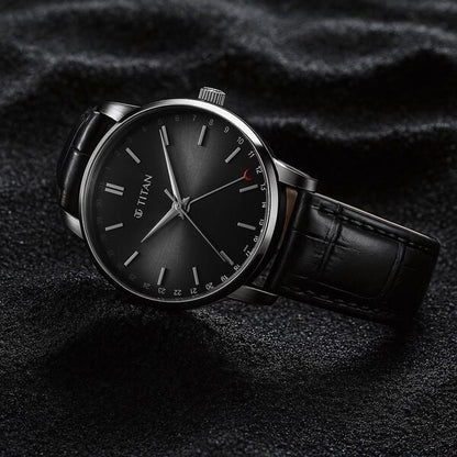 Titan Elegance Analog with Date by Hand and Dark Grey Dial Black Leather Strap Watch for Men 90202SL02 - Shop Authentic TITMENWAT(s) from Maybrands - for as low as ₦179000! 