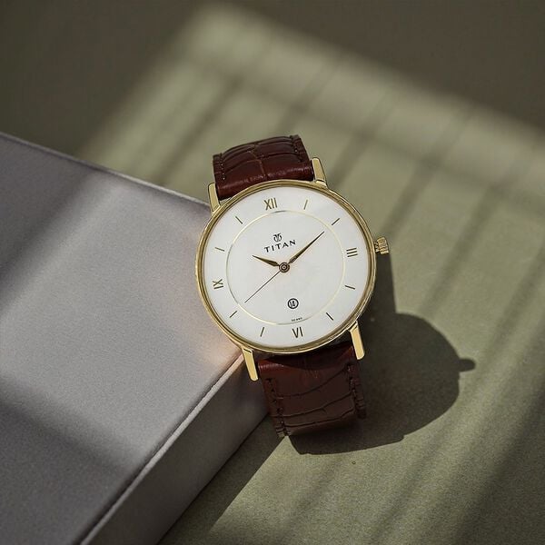 Titan Quartz Analog with Date White Dial Leather Strap Watch for Men NU9162YL01 - Shop Authentic TITMENWAT(s) from Maybrands - for as low as ₦158500! 