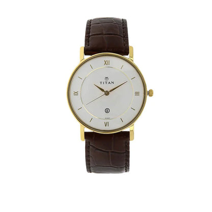 Titan Quartz Analog with Date White Dial Leather Strap Watch for Men NU9162YL01 - Shop Authentic TITMENWAT(s) from Maybrands - for as low as ₦158500! 