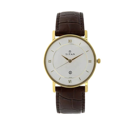 Titan Quartz Analog with Date White Dial Leather Strap Watch for Men NU9162YL01 - Shop Authentic TITMENWAT(s) from Maybrands - for as low as ₦158500! 