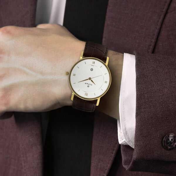 Titan Quartz Analog with Date White Dial Leather Strap Watch for Men NU9162YL01 - Shop Authentic TITMENWAT(s) from Maybrands - for as low as ₦158500! 