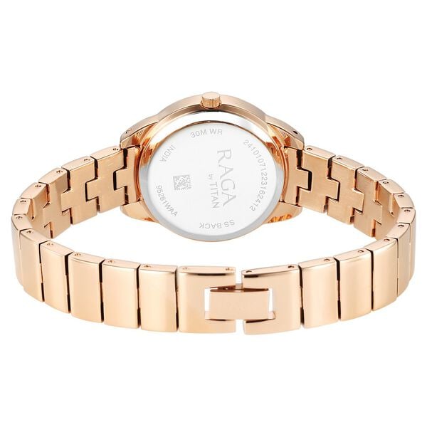 Titan Raga Showstopper Quartz Analog Pink Round Dial Rose Gold Metal Strap Watch For Women NU95281WM01 - Shop Authentic TITWOMWAT(s) from Maybrands - for as low as ₦190000! 