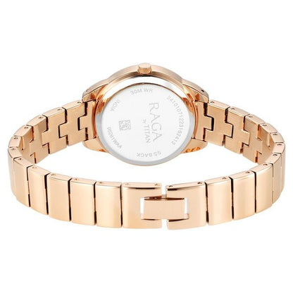 Titan Raga Showstopper Quartz Analog Pink Round Dial Rose Gold Metal Strap Watch For Women NU95281WM01 - Shop Authentic TITWOMWAT(s) from Maybrands - for as low as ₦190000! 