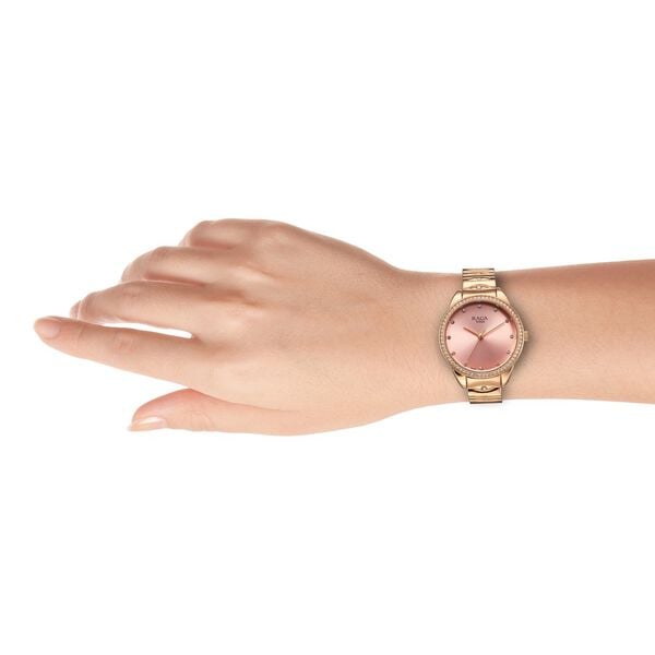 Titan Raga Showstopper Quartz Analog Pink Round Dial Rose Gold Metal Strap Watch For Women NU95281WM01 - Shop Authentic TITWOMWAT(s) from Maybrands - for as low as ₦190000! 