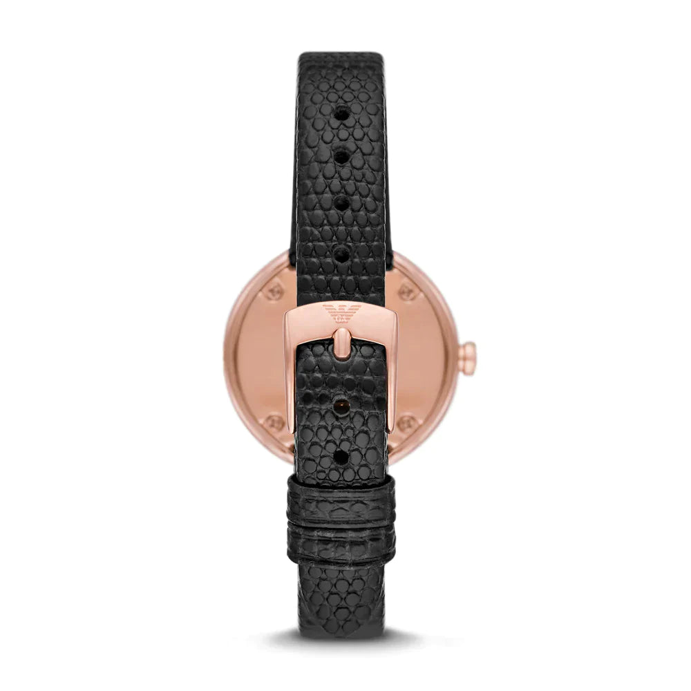 AR11493-Emporio Armani Two-Hand Black Leather Watch for Women - Shop Authentic watch(s) from Maybrands - for as low as ₦284500! 