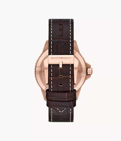 AR11556 - Emporio Armani Three-Hand Date Brown Leather Watch for Men - Shop Authentic watch(s) from Maybrands - for as low as ₦437500! 