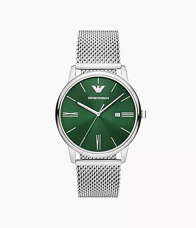 AR11578-Emporio Armani Three-Hand Date Stainless Steel Mesh Watch for Men - Shop Authentic watches(s) from Maybrands - for as low as ₦392000! 