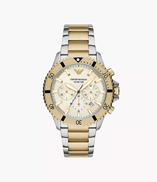 Emporio Armani World Explorer Chronograph Two-Tone Stainless Steel Watch AR11606 - Shop Authentic Watches(s) from Maybrands - for as low as ₦646000! 