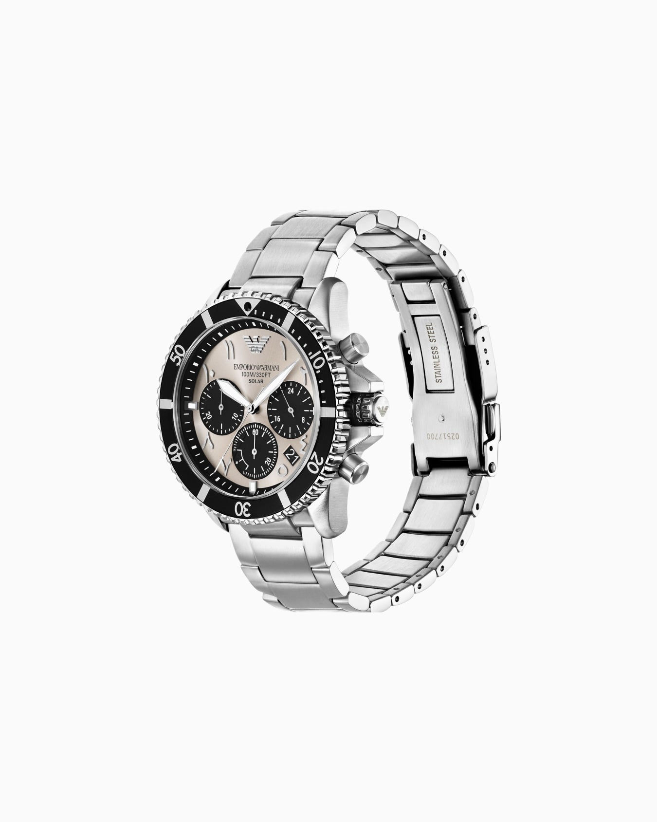 World Explorer Solar-Powered Chronograph Stainless Steel Watch