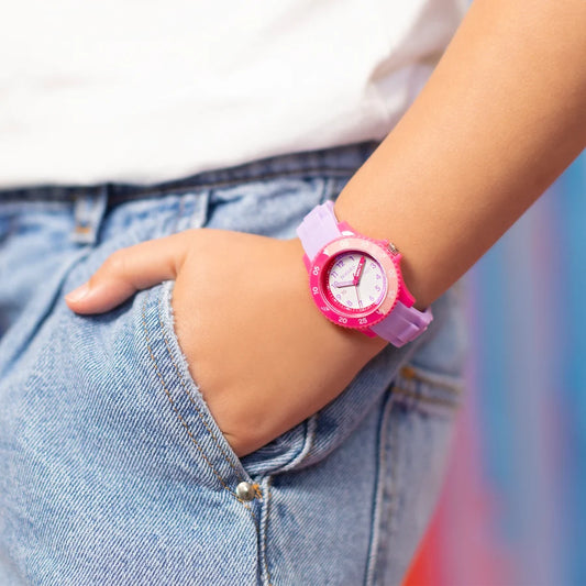 Tikkers Time Teacher Lilac & Pink Silicone Watch ATK1087
