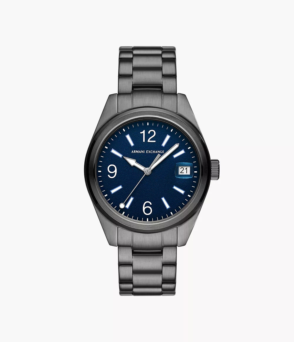 Armani Exchange Three-Hand Date Gunmetal Stainless Steel Watch AX1421 - Shop Authentic Watches(s) from Maybrands - for as low as ₦417500! 