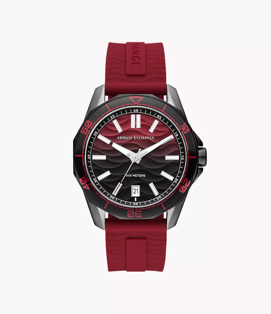AX1953 - Armani Exchange Three-Hand Date Black Silicone Watch - Shop Authentic watches(s) from Maybrands - for as low as ₦271500! 