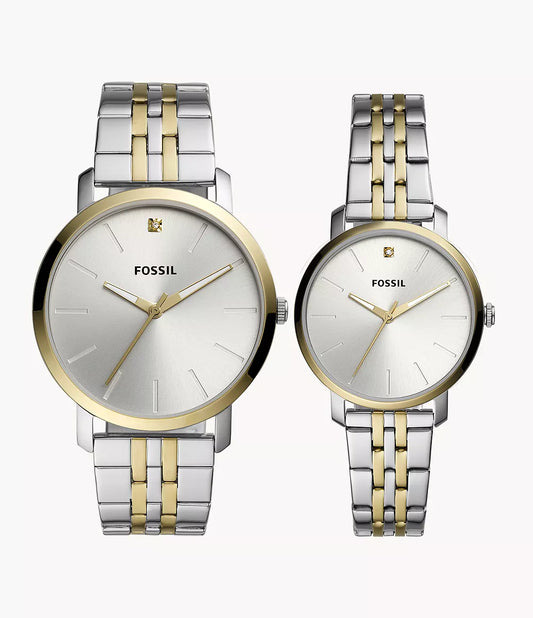 BQ2467SET - Fossil His and Her Lux Luther Three-Hand Two-Tone Stainless Steel Watch Gift Set - Shop Authentic watches(s) from Maybrands - for as low as ₦450500! 