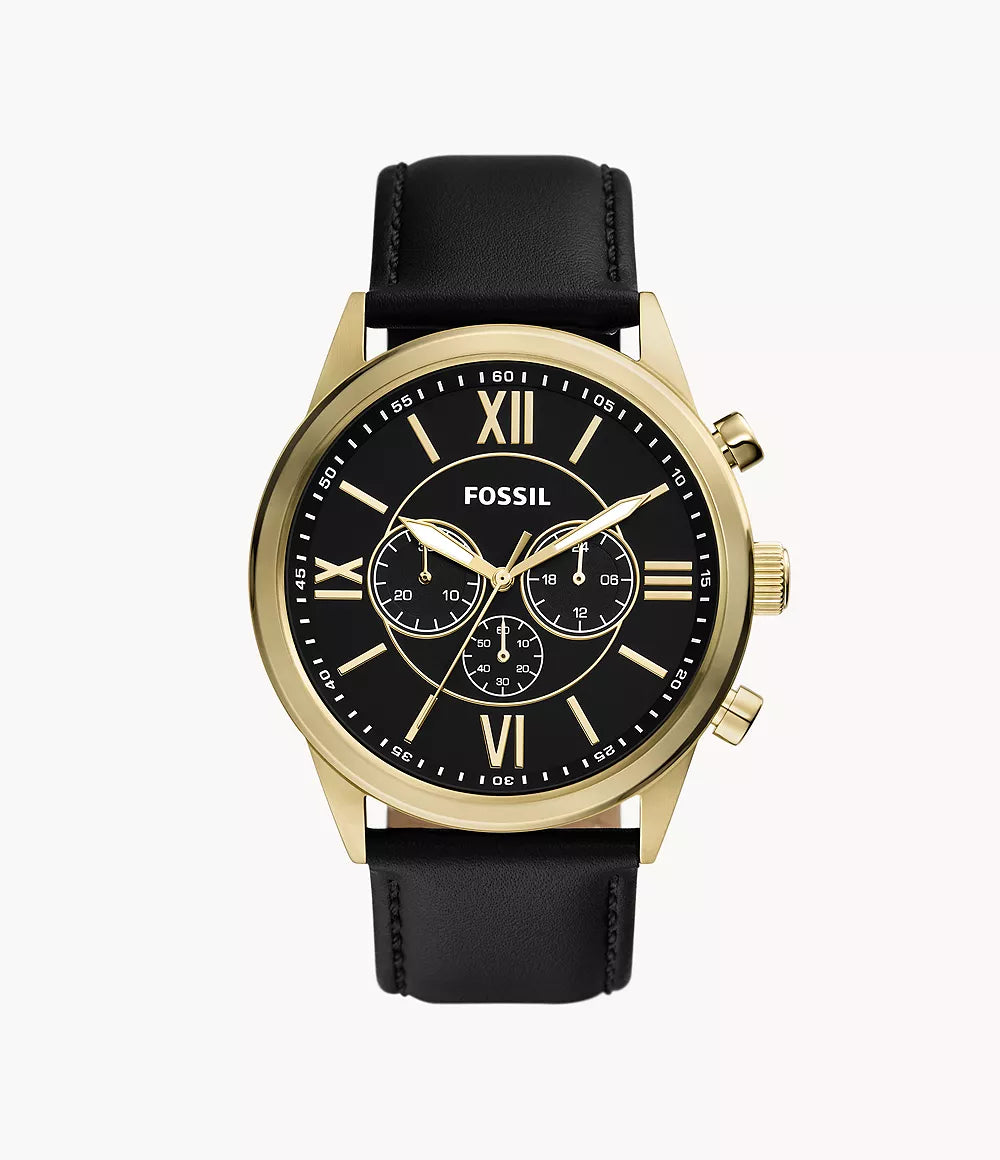 BQ2823 - Fossil Flynn Chronograph Black Leather Watch - Shop Authentic watches(s) from Maybrands - for as low as ₦209000! 