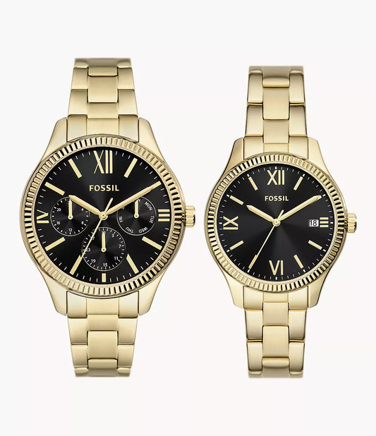 BQ2829SET - Fossil His and Hers Multifunction Gold-Tone Stainless Steel Watch Box Set - Shop Authentic watches(s) from Maybrands - for as low as ₦456500! 