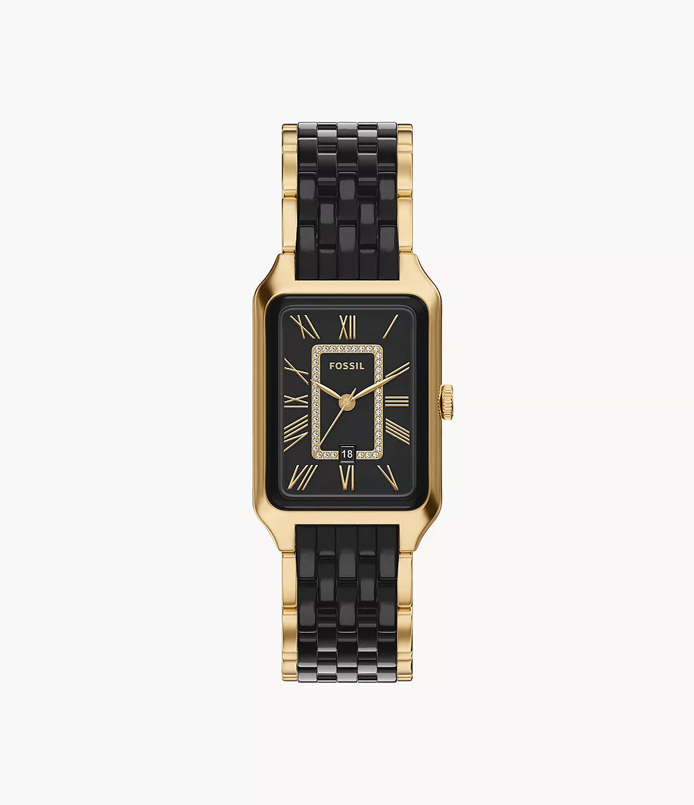 Raquel 26mm Three-Hand Date Gold-Tone Stainless Steel and Black Ceramic Watch CE1135 - Shop Authentic FOSWOMWAT(s) from Maybrands - for as low as ₦720000! 