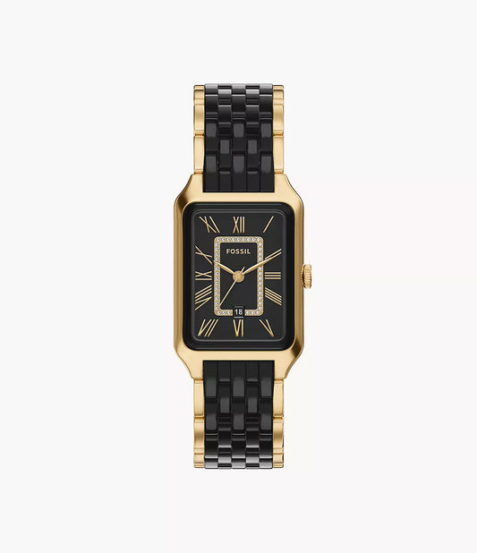 Raquel 26mm Three-Hand Date Gold-Tone Stainless Steel and Black Ceramic Watch CE1135 - Shop Authentic FOSWOMWAT(s) from Maybrands - for as low as ₦720000! 