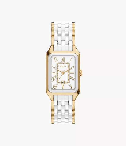 Raquel 26mm Three-Hand Date Gold-Tone Stainless Steel & White Ceramic Watch CE1136 - Shop Authentic FOSWOMWAT(s) from Maybrands - for as low as ₦720000! 
