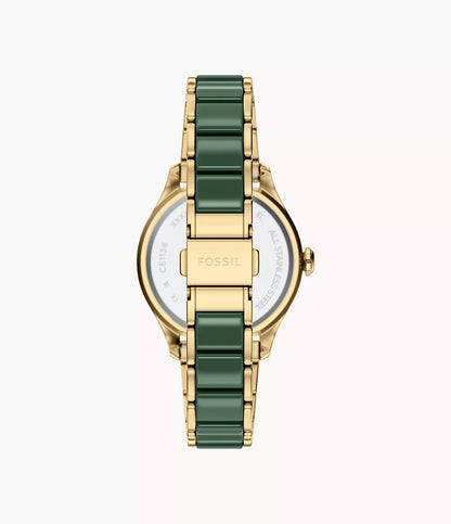 Gilmore 38mm Three-Hand Date Gold-Tone Stainless Steel & Green Ceramic Watch CE1138 - Shop Authentic FOSWOMWAT(s) from Maybrands - for as low as ₦525000! 