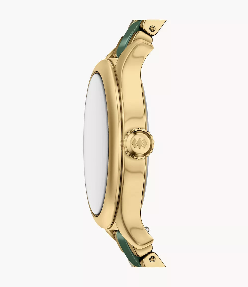 Gilmore 38mm Three-Hand Date Gold-Tone Stainless Steel & Green Ceramic Watch CE1138 - Shop Authentic FOSWOMWAT(s) from Maybrands - for as low as ₦525000! 
