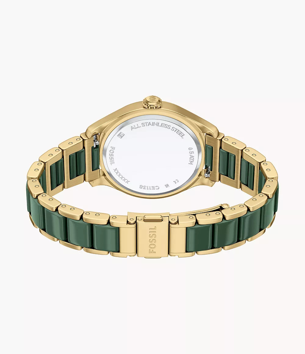 Gilmore 38mm Three-Hand Date Gold-Tone Stainless Steel & Green Ceramic Watch CE1138 - Shop Authentic FOSWOMWAT(s) from Maybrands - for as low as ₦525000! 