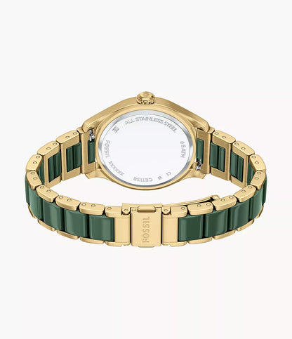 Gilmore 38mm Three-Hand Date Gold-Tone Stainless Steel & Green Ceramic Watch CE1138 - Shop Authentic FOSWOMWAT(s) from Maybrands - for as low as ₦525000! 