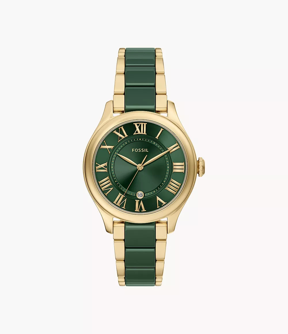 Gilmore 38mm Three-Hand Date Gold-Tone Stainless Steel & Green Ceramic Watch CE1138 - Shop Authentic FOSWOMWAT(s) from Maybrands - for as low as ₦525000! 