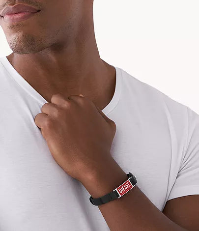 DX1370040-Diesel Black Leather Logo Stack Bracelet for Men - Shop Authentic bracelets(s) from Maybrands - for as low as ₦78000! 