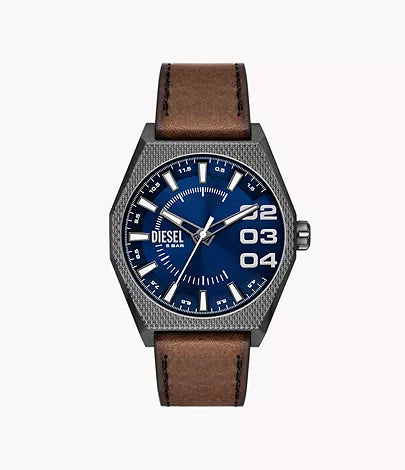 DZ2189 - Diesel Scraper Three-Hand Brown Leather Watch for Men - Shop Authentic watch(s) from Maybrands - for as low as ₦301500! 