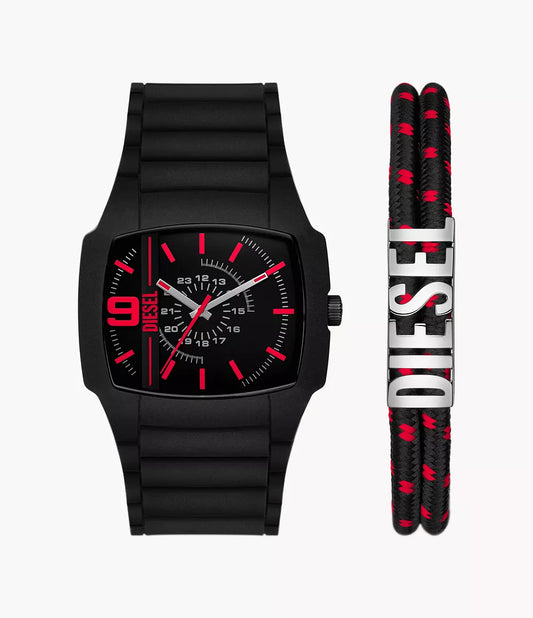 DZ2191SET - Diesel Cliffhanger 2.0 Three-Hand Black Silicone Watch and Bracelet Set - Shop Authentic watches(s) from Maybrands - for as low as ₦331500! 
