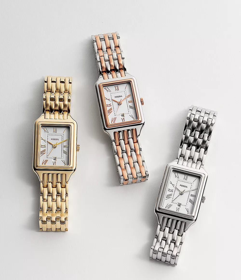 Fossil Raquel Three-Hand Date Gold-Tone Stainless Steel Watch For Women ES5220