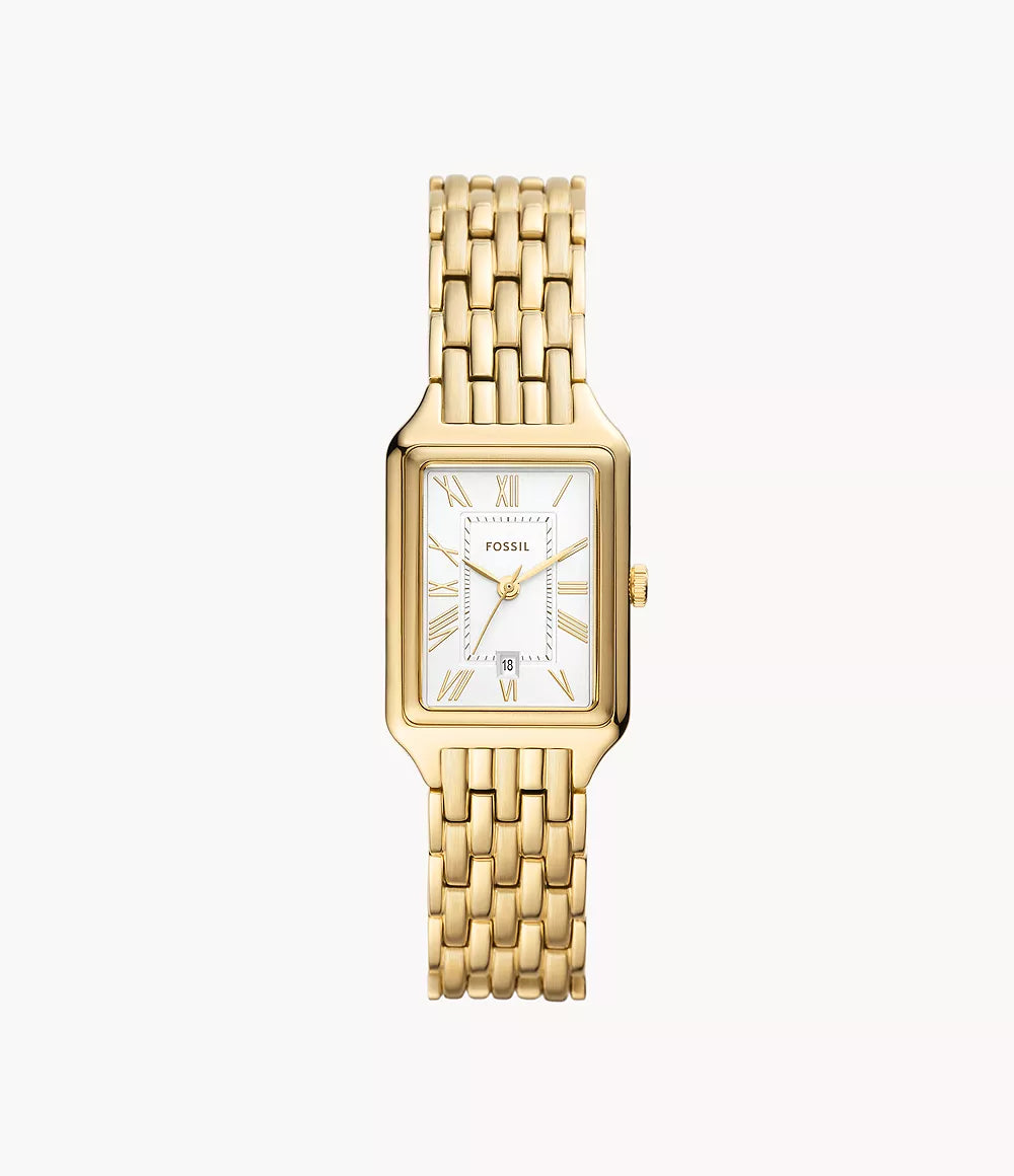 Fossil Raquel Three-Hand Date Gold-Tone Stainless Steel Watch For Women ES5220